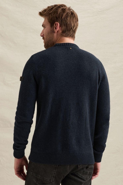 PME legend blauwe heren trui | Model achteraanzicht