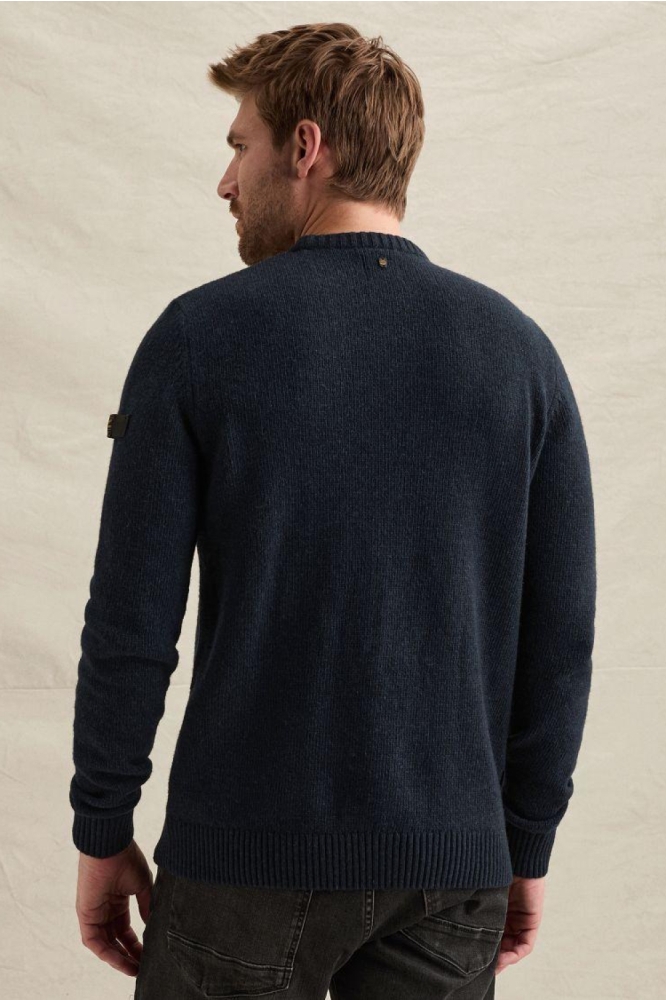 PME legend blauwe heren trui | Model achteraanzicht