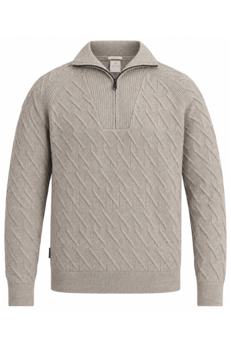 Cast Iron beige heren trui | Vooraanzicht