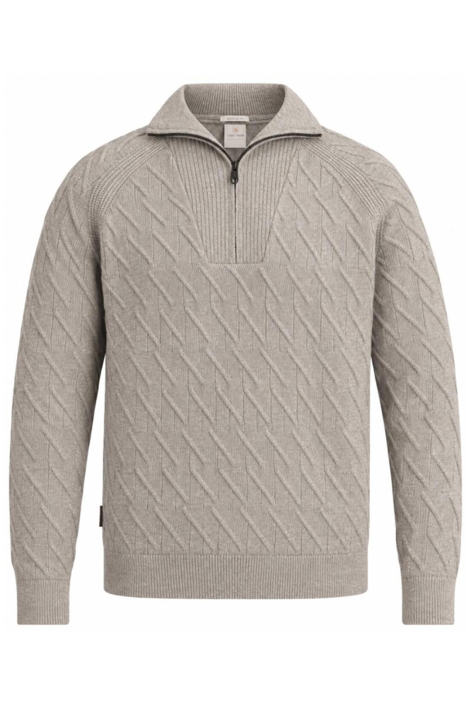 Cast Iron beige heren trui | Vooraanzicht