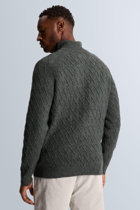 Cast Iron grijze heren trui | Model achteraanzicht