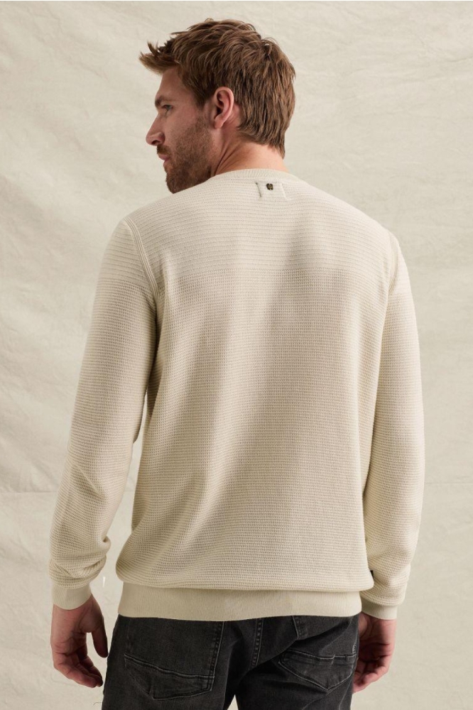 PME legend beige heren trui | Model achteraanzicht