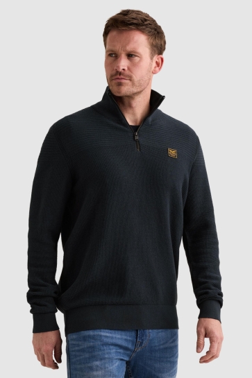 PME legend half zip collar cotton mouline (or Blauw
