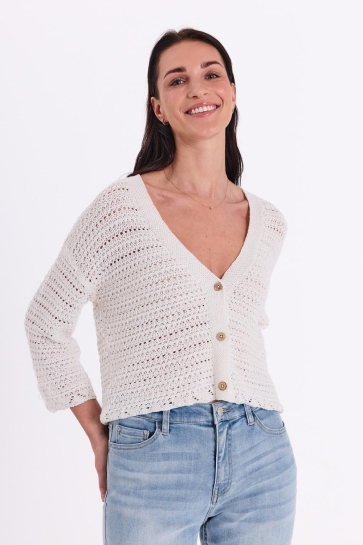 Freequent Vest FQGRSCALIVI CARDIGAN 207986 BRILLIANT WHITE