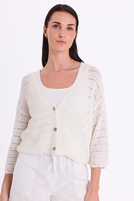 Freequent witte dames vest | Model vooraanzicht