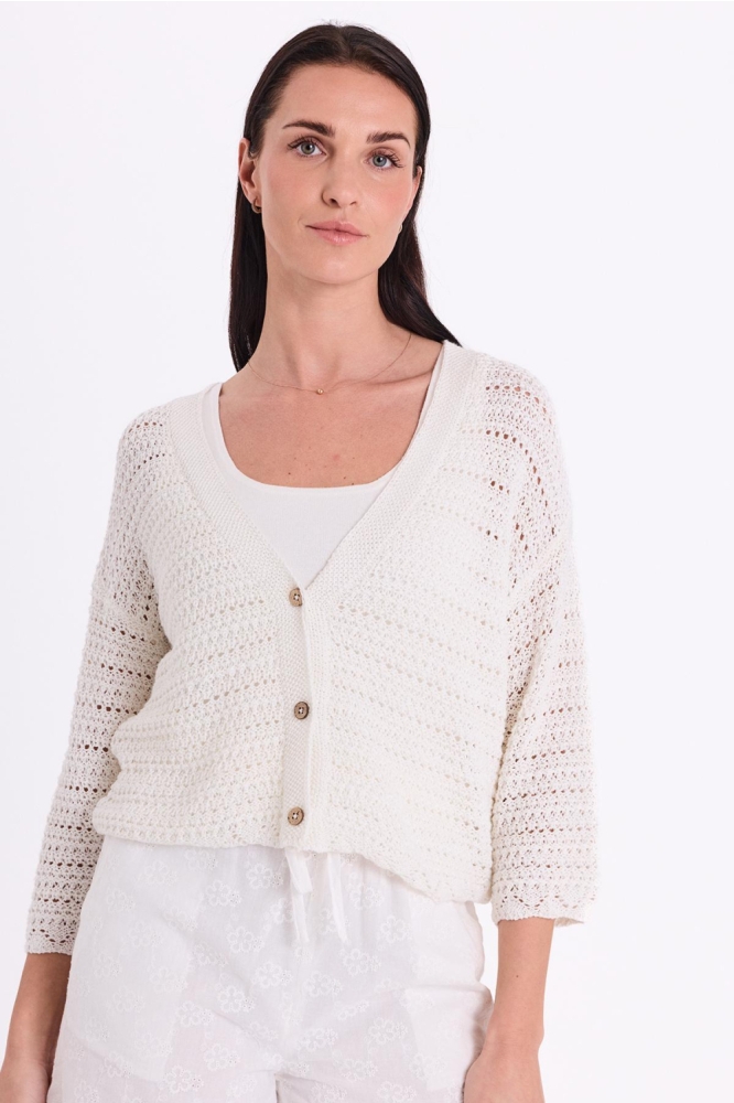 Freequent witte dames vest | Model vooraanzicht