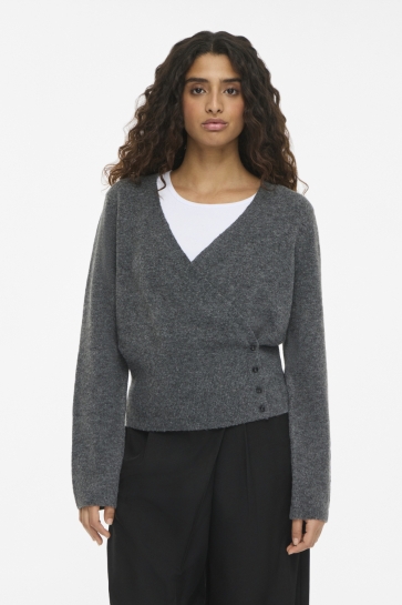 Noisy may Trui NMSLOAN V-NECK CARDIGAN KNIT 27038658 Dark Grey Melange