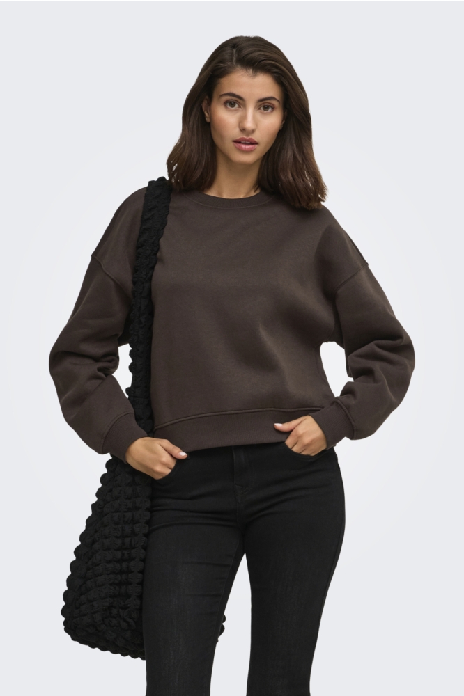 Only bruine dames sweater | Model vooraanzicht