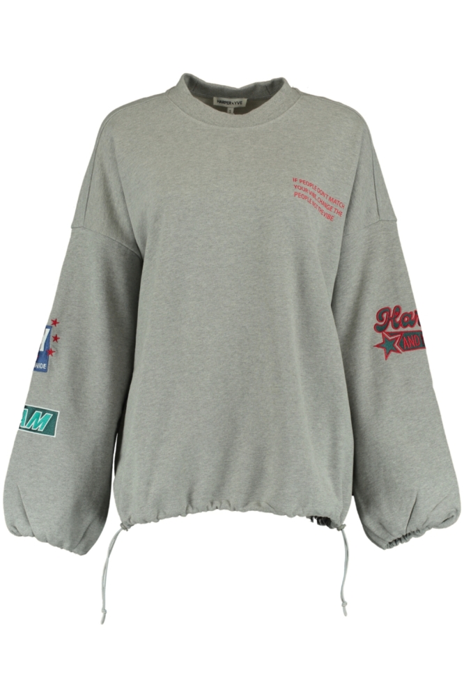 Harper & Yve grijze dames sweater | Vooraanzicht