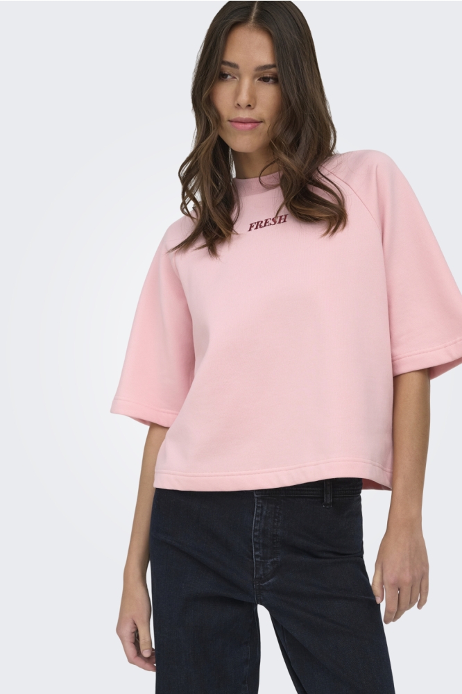 Jacqueline de Yong roze dames sweater | Model vooraanzicht