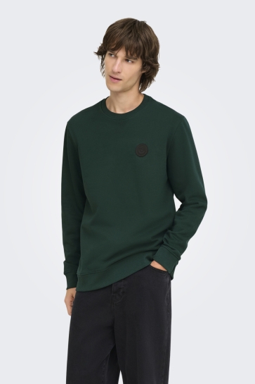 Only & Sons Trui ONSBADGE REG SWEAT CREW CS 22041180 Pine Grove/SONS RUBBER BADGE