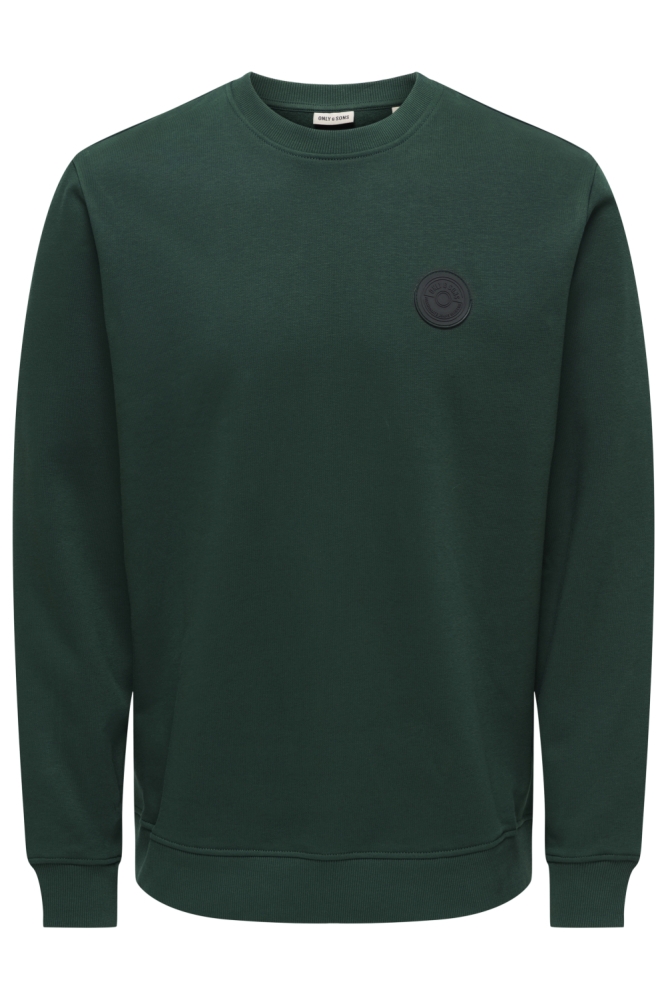 Only & Sons groene heren sweater | Vooraanzicht