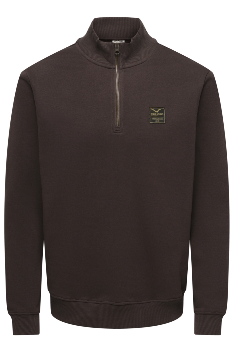 Only & Sons bruine heren sweater | Vooraanzicht