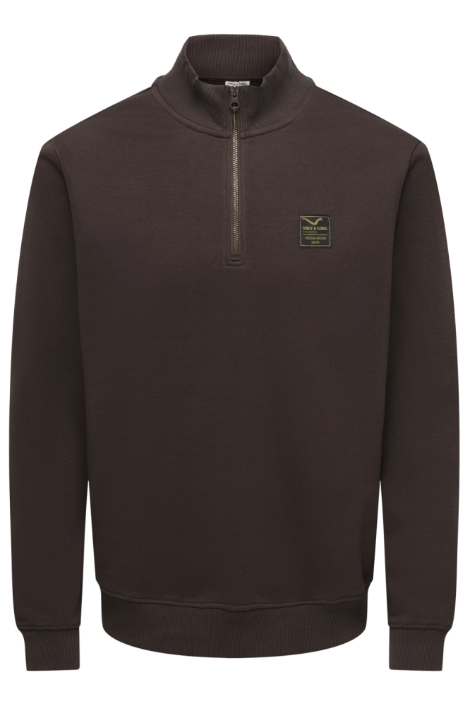 Only & Sons bruine heren sweater | Vooraanzicht