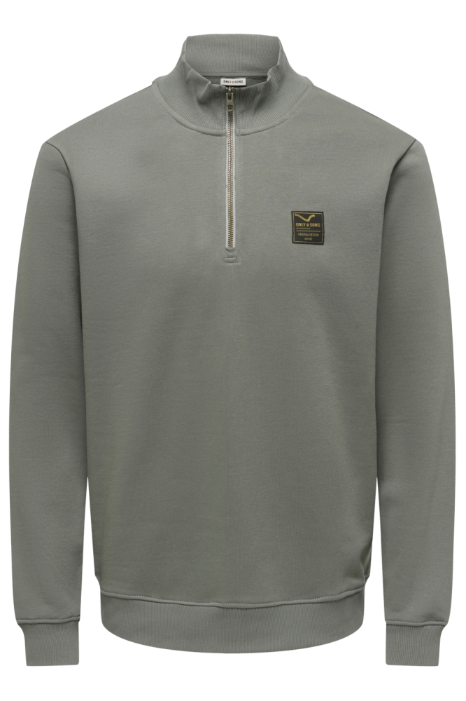 Only & Sons grijze heren sweater | Vooraanzicht