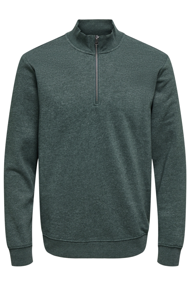Only & Sons groene heren sweater | Vooraanzicht