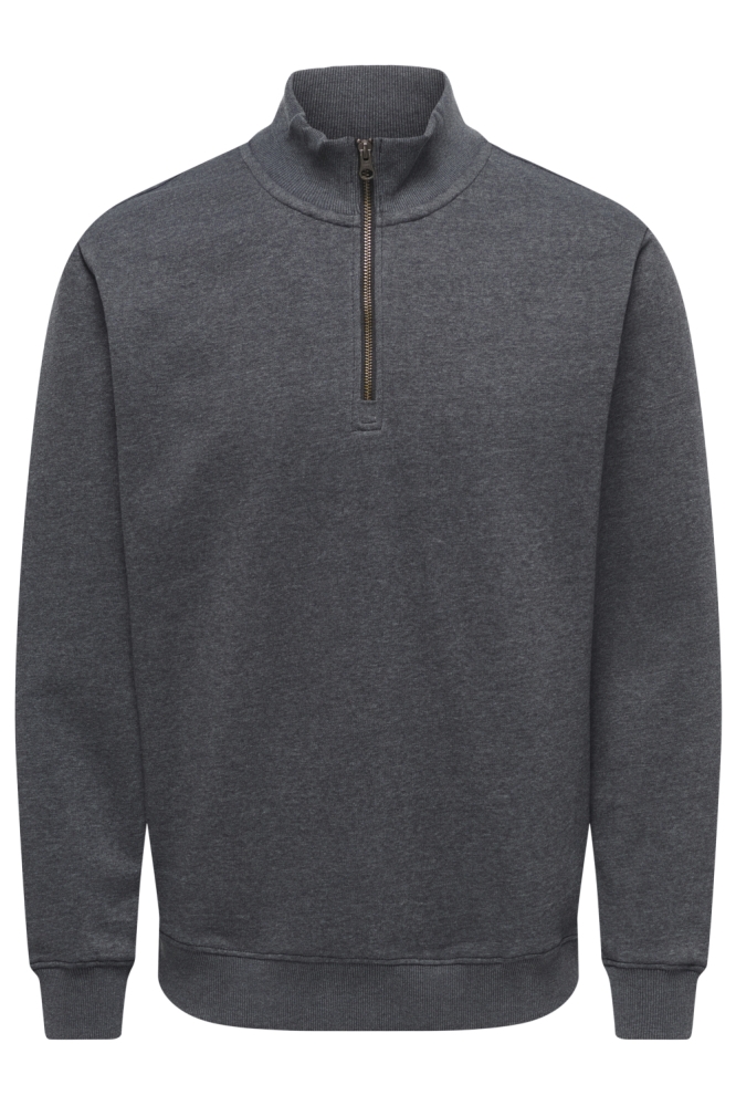 Only & Sons grijze heren sweater | Vooraanzicht