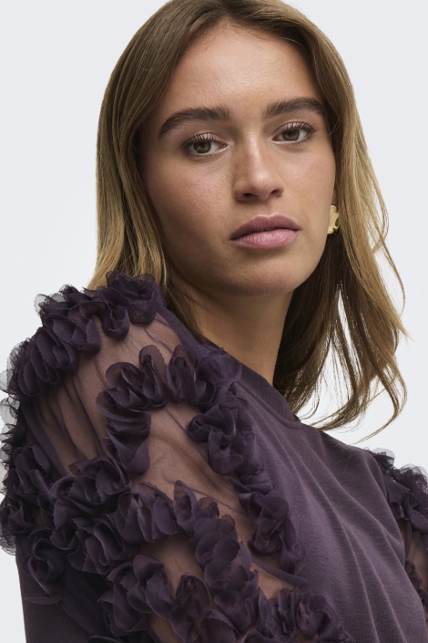 Jacqueline de Yong paarse dames sweater | Close up