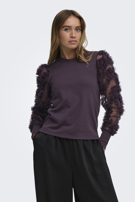 Jacqueline de Yong paarse dames sweater | Model vooraanzicht