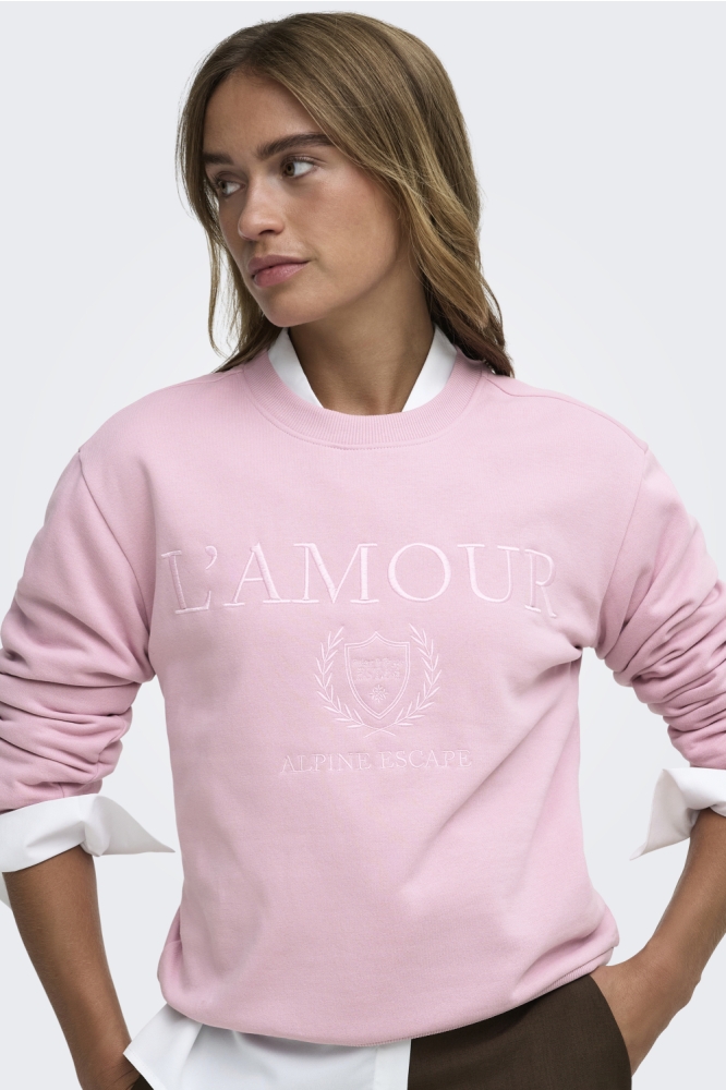 Jacqueline de Yong roze dames sweater | Model vooraanzicht