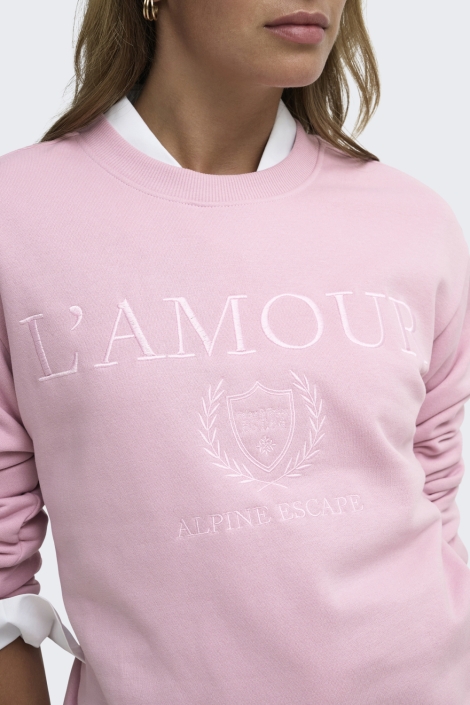 Jacqueline de Yong roze dames sweater | Close up