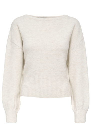 Jacqueline de Yong Trui JDYMIMI L/S BOAT NECK PULLOVER KNT 15384763 Cloud Dancer/MELANGE