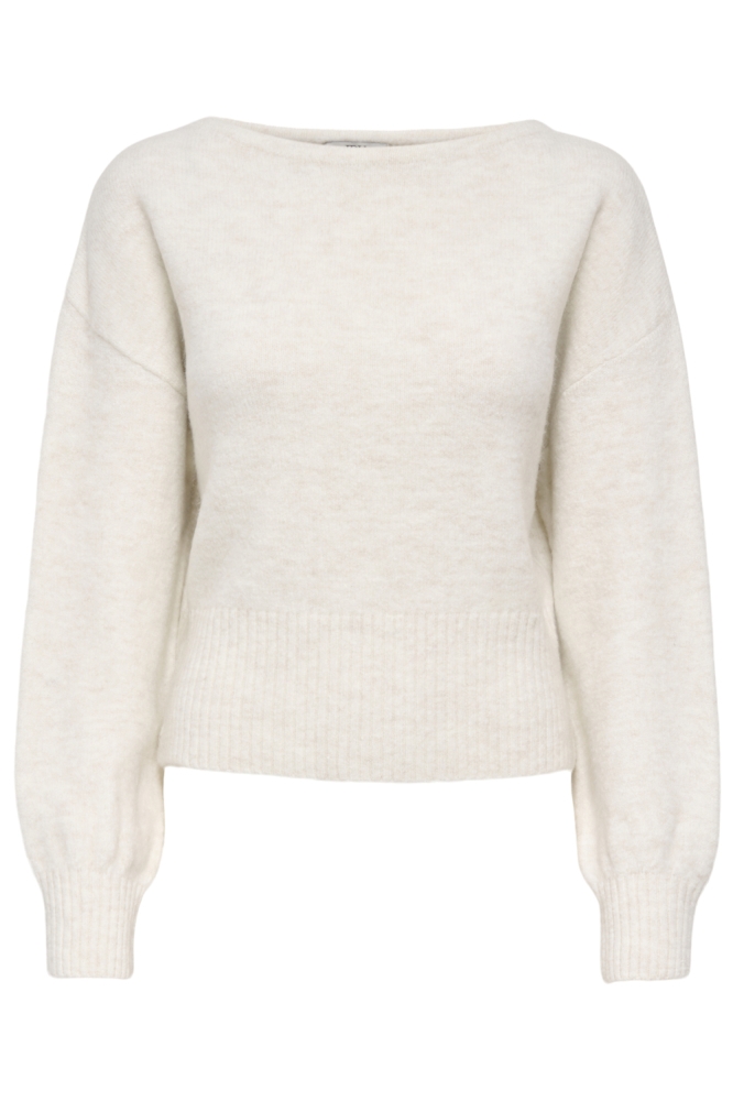 Jacqueline de Yong ecru dames trui | Model vooraanzicht