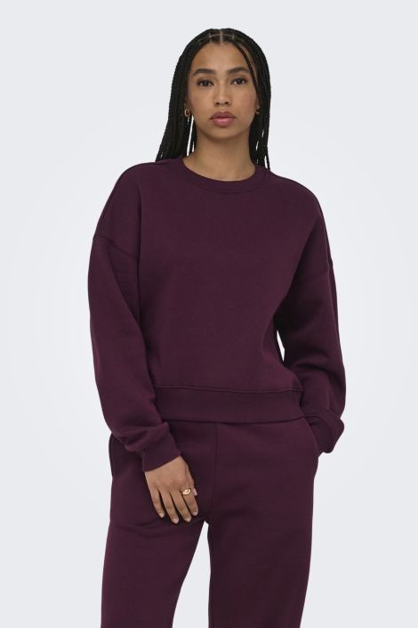 Only bordeaux dames sweater | Model vooraanzicht