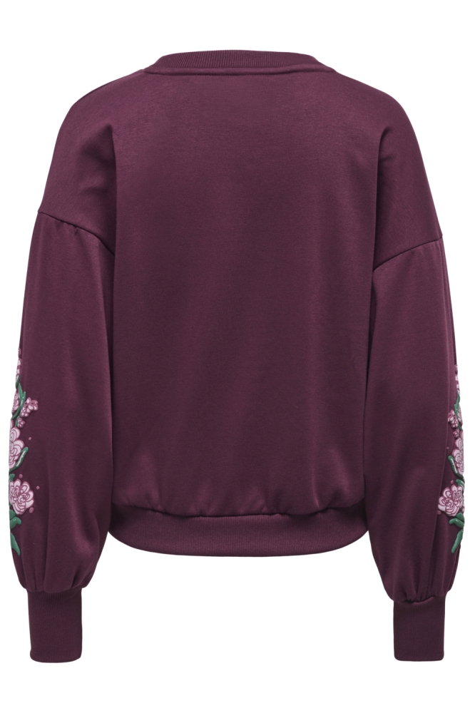 Only bordeaux dames sweater | Achteraanzicht