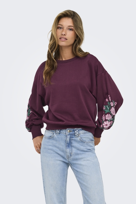 Only bordeaux dames sweater | Model vooraanzicht