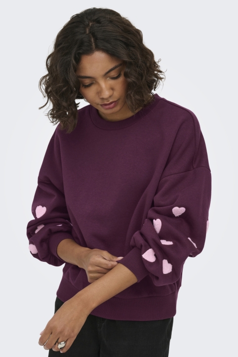 Only bordeaux dames sweater | Model vooraanzicht
