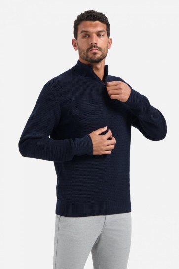 NO-EXCESS pullover half zipper 2 coloured mel Blauw