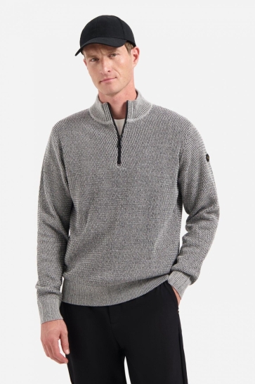 NO-EXCESS Trui TRUI MET HALVE RITS EN MELANGE STRUCTUUR 29230904SN Grey Melange