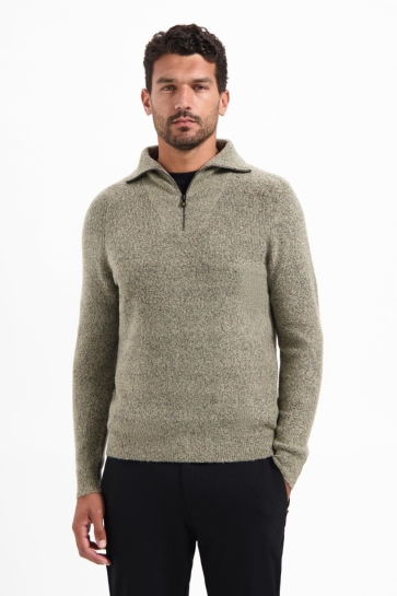 NO-EXCESS Trui WOLBLEND TRUI MET HOGE RITSKRAAG 29210923 Sand