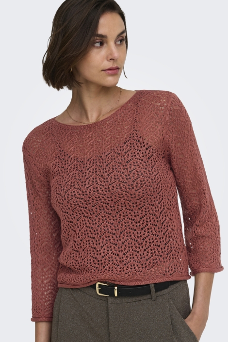 Jacqueline de Yong bruine dames trui | Model vooraanzicht