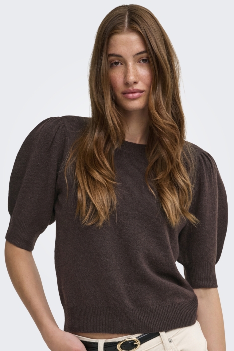 Only bruine dames trui | Model vooraanzicht