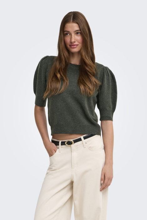 Only groene dames trui | Model vooraanzicht