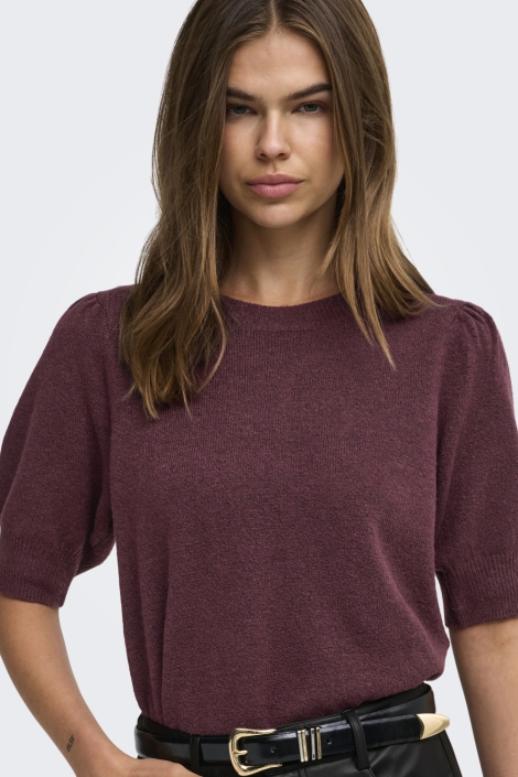 Only bordeaux dames trui | Model vooraanzicht