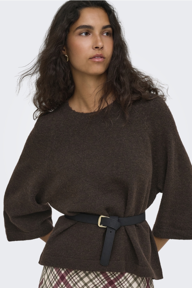 Only bruine dames trui | Model vooraanzicht