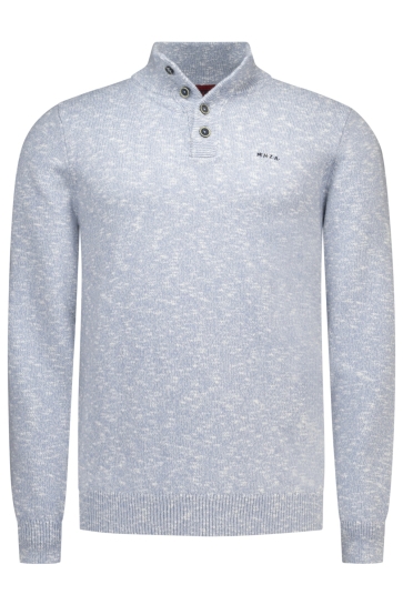 NZA Trui PULLOVER BUTTON COLLAR 26GN409 SOFT OCEAN
