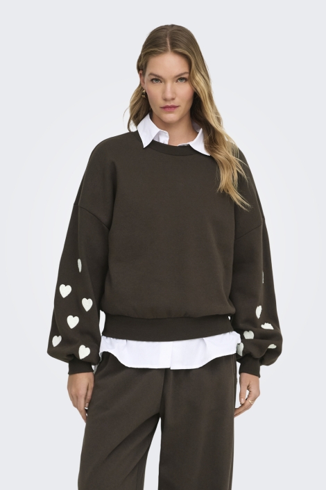 Only bruine dames sweater | Model vooraanzicht