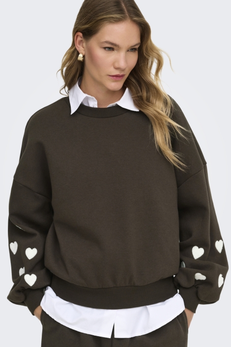 Only bruine dames sweater | Model vooraanzicht