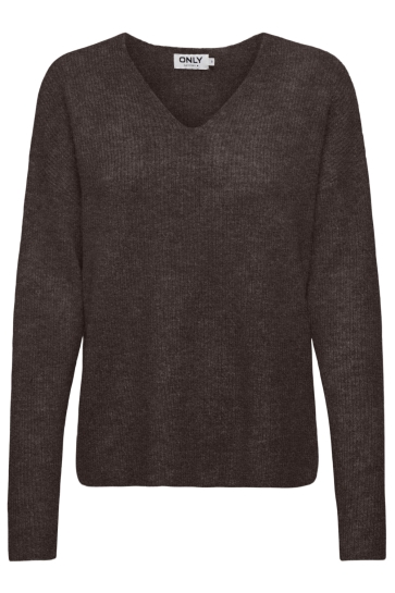 Only Trui ONLCAMILLA V-NECK L/S PULLOVER KNT 15204588 Coffee Bean/MELANGE