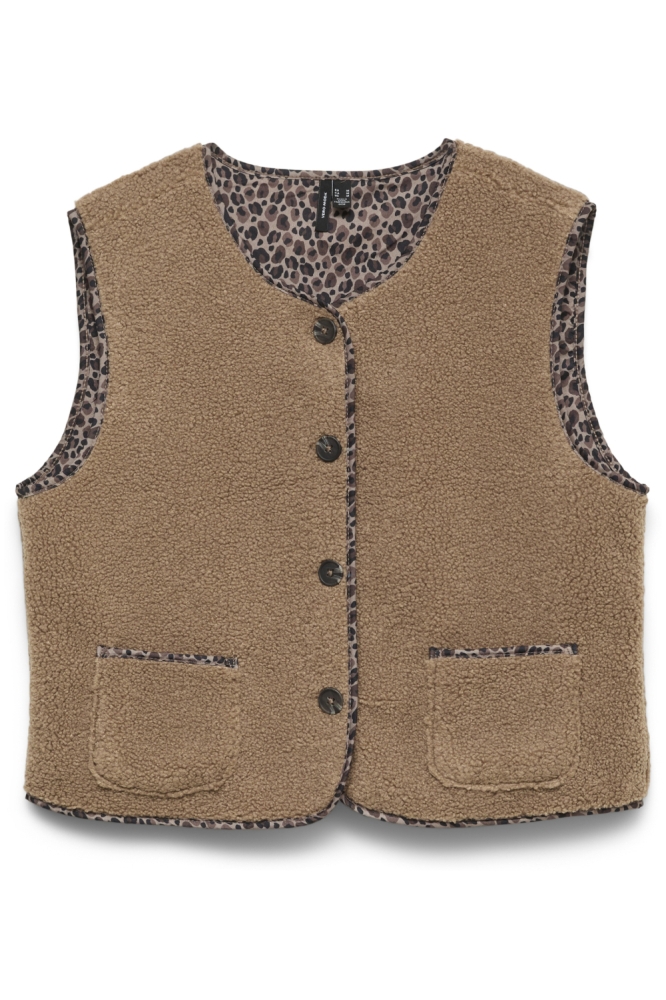 Vero Moda camel dames gilet | Vooraanzicht
