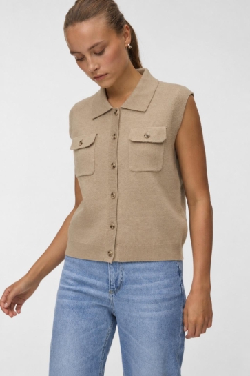 Vero Moda Vest VMBRISA SL POLO VEST 10350234 SILVER MINK/MELANGE