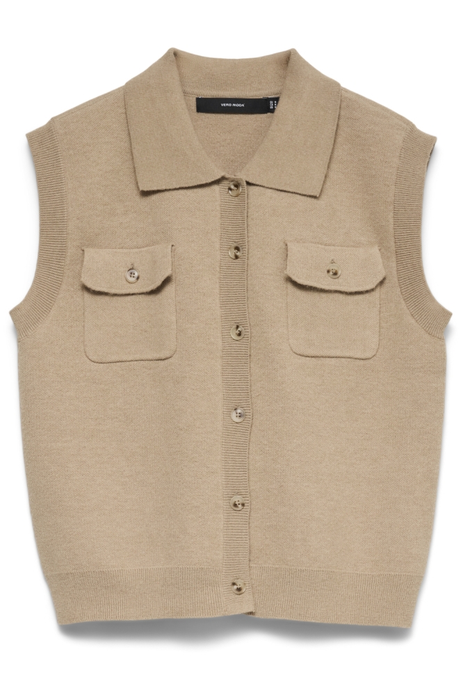Vero Moda camel dames vest | Vooraanzicht