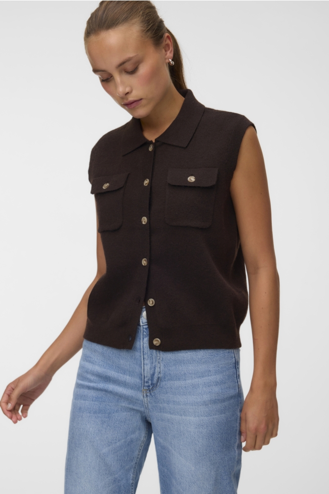 Vero Moda bruine dames vest | Model vooraanzicht