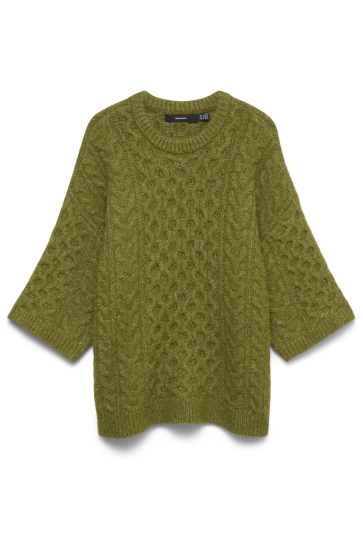 Vero Moda Trui VMPAULA 3/4 O-NECK PULLOVER 10350452 Sphagnum/MELANGE