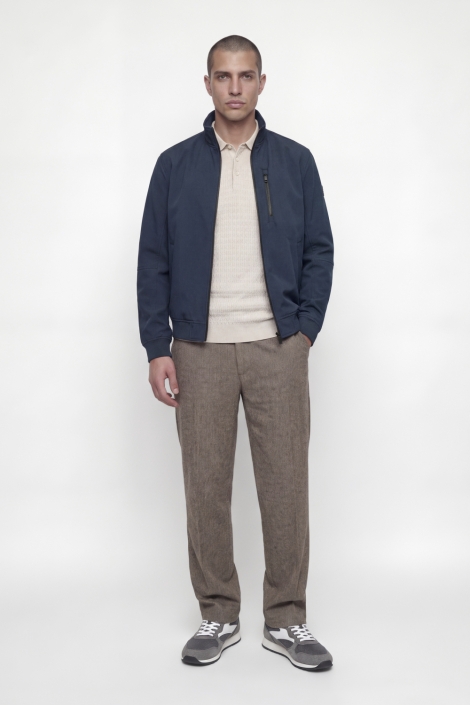 Jack & Jones blauwe heren jas | Model vooraanzicht
