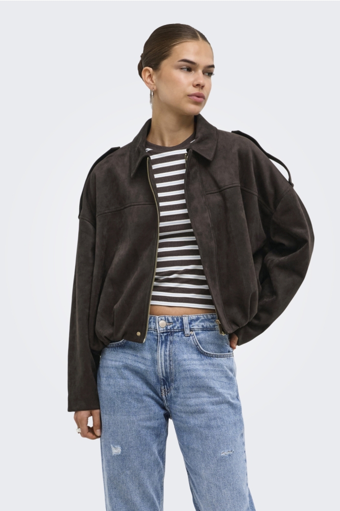 Only bruine dames jas | Model vooraanzicht